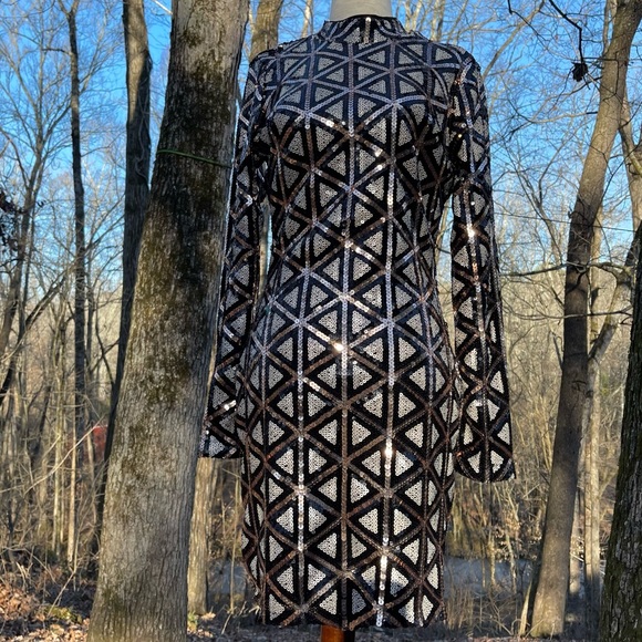 Lulu's Dresses Lulus Waking Up In Vegas Rose Gold Black White